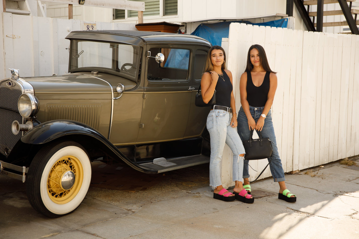 Women's Platform Sandal 2 Band Neon Green