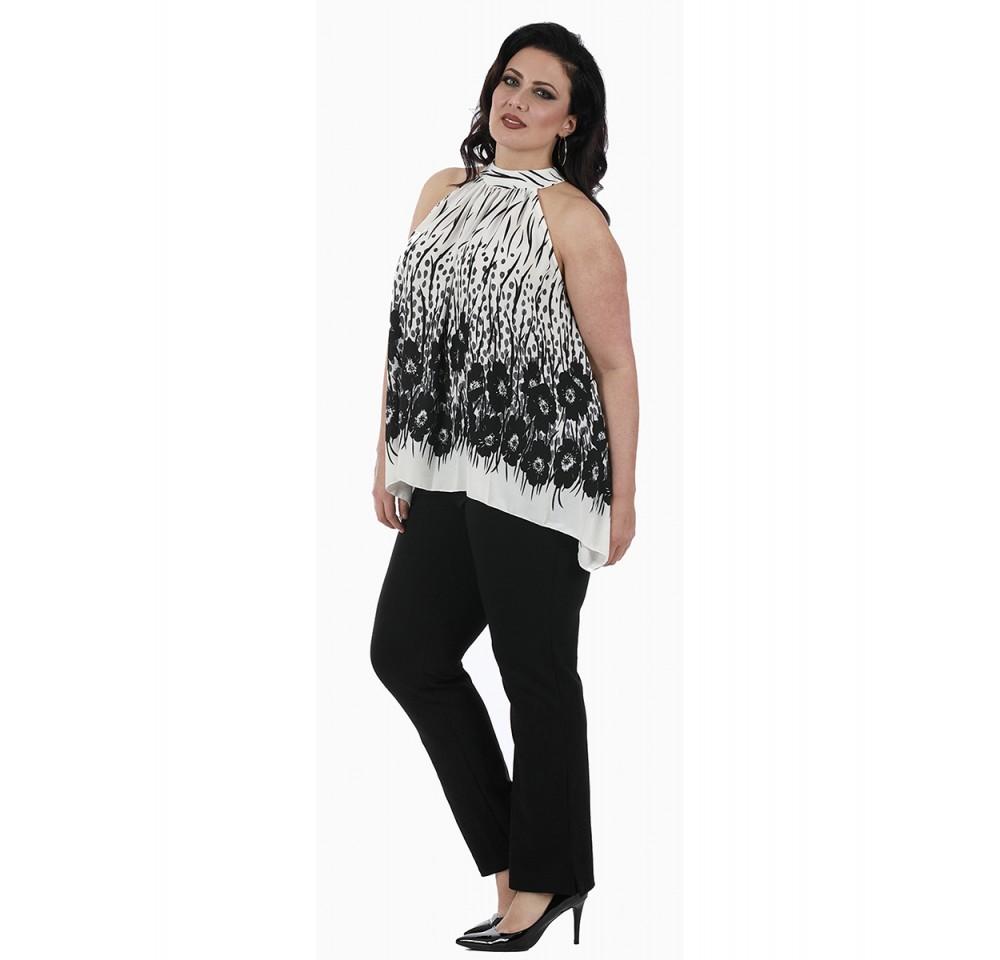 Trapeze Printed Top w/Uneven Hem 3531048C
