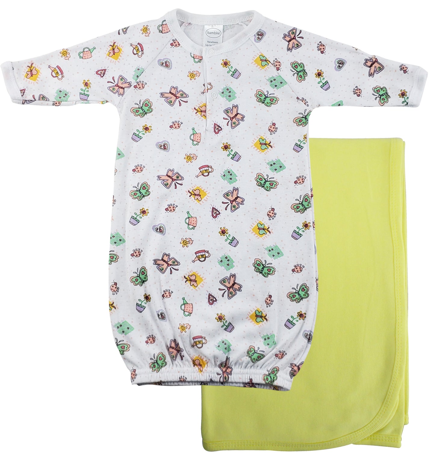 Bambini Print Infant Gown and Recieving Blanket