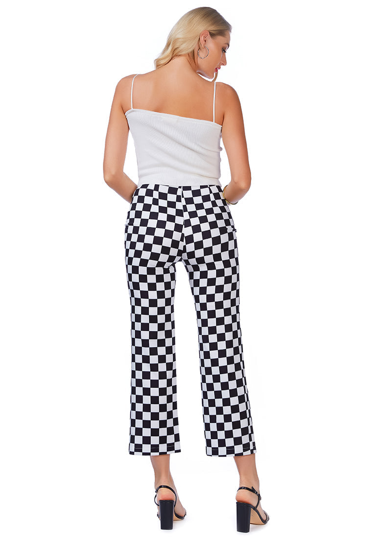 checkerboard culottes pants