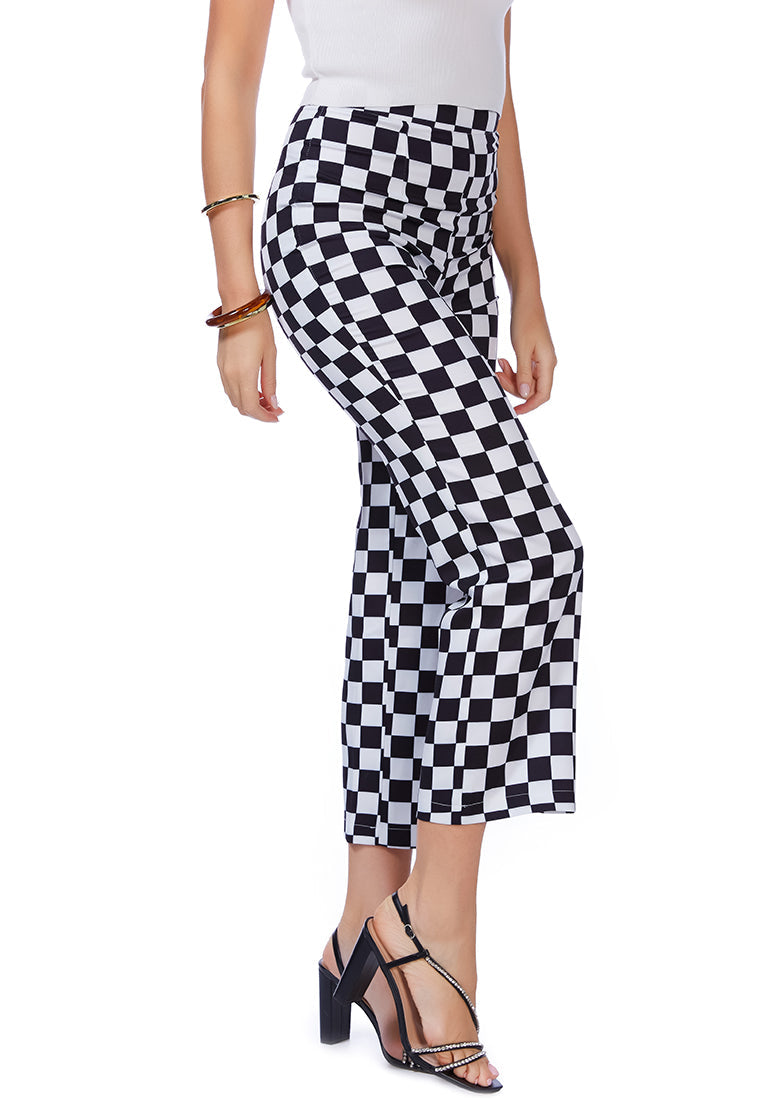 checkerboard culottes pants