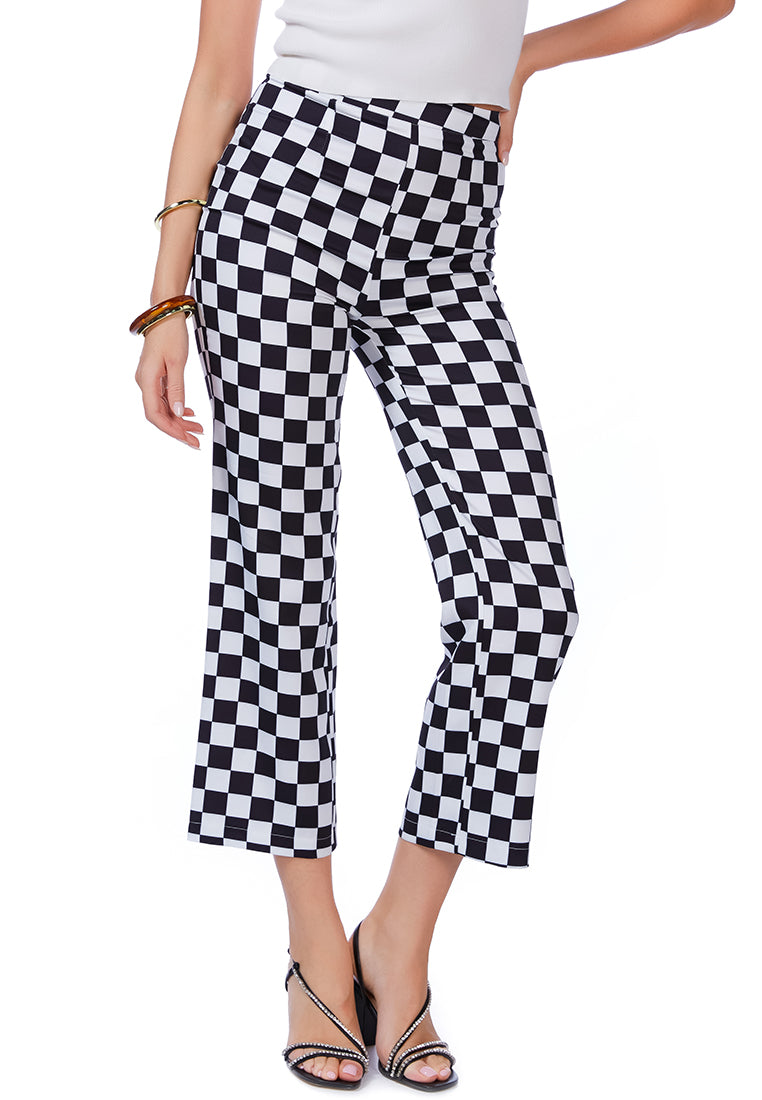 checkerboard culottes pants