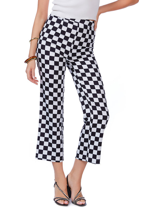 checkerboard culottes pants