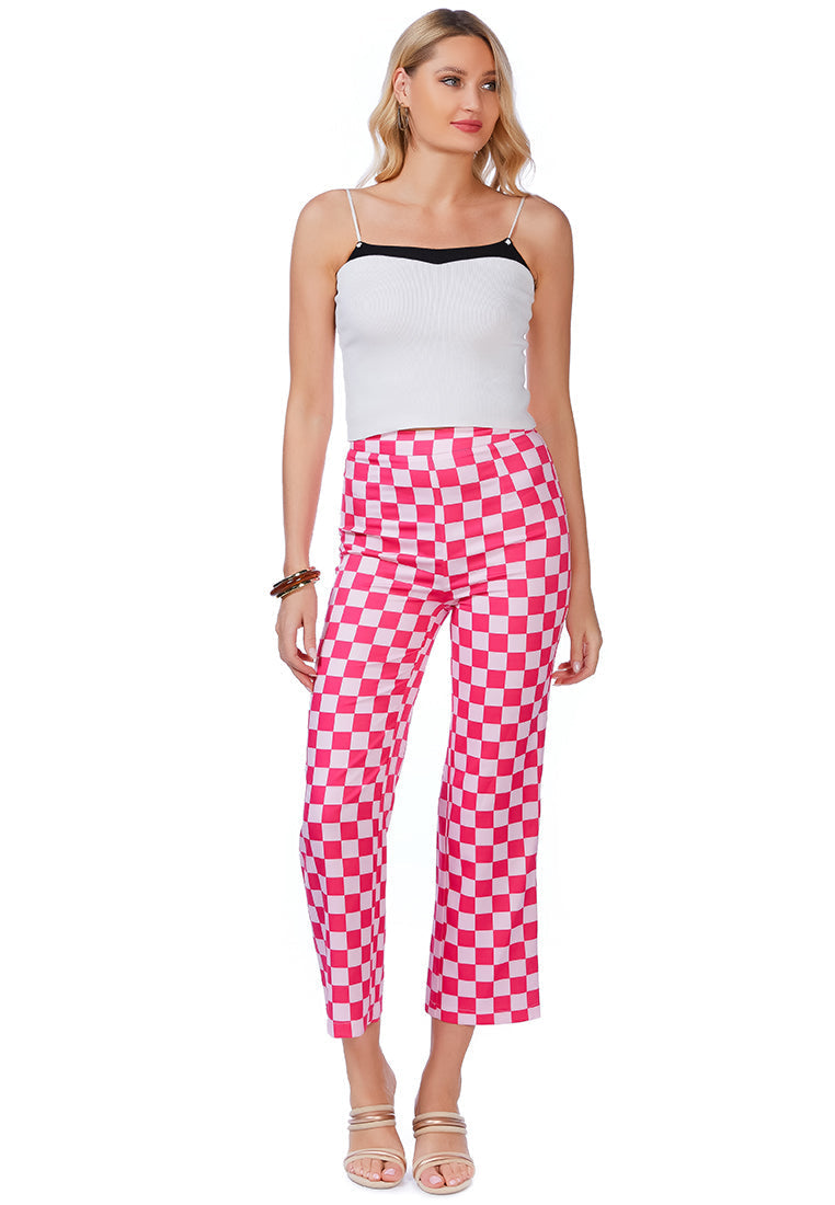 checkerboard culottes pants