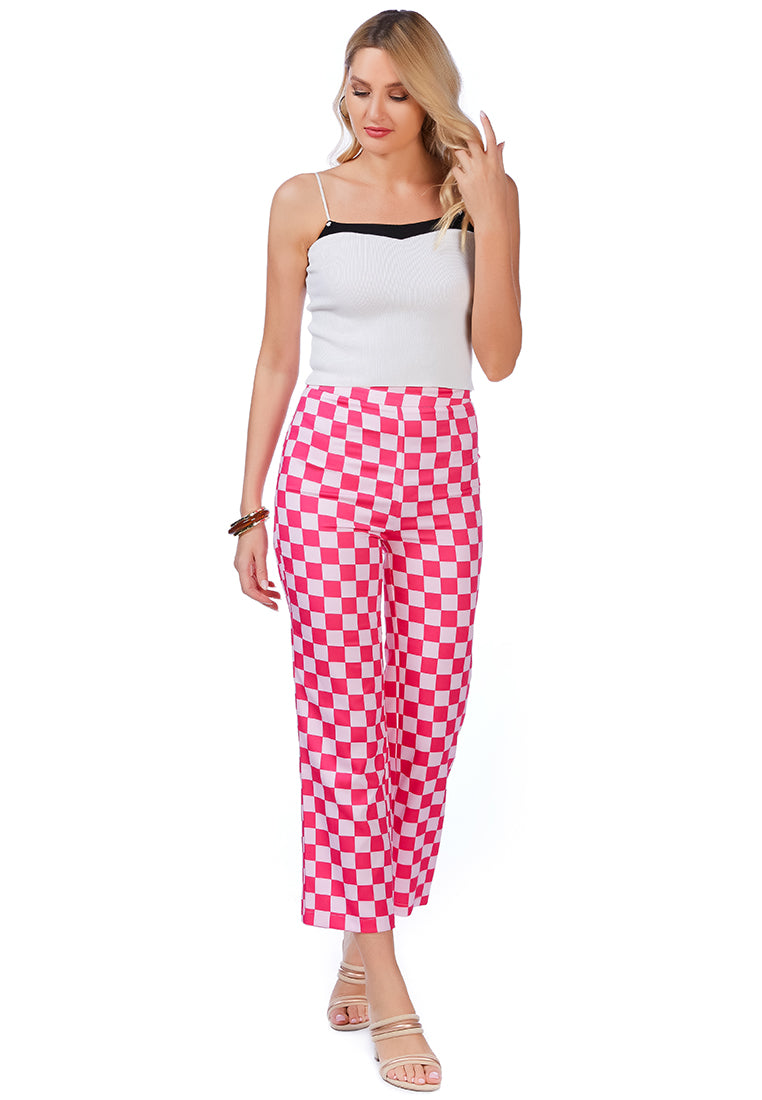 checkerboard culottes pants