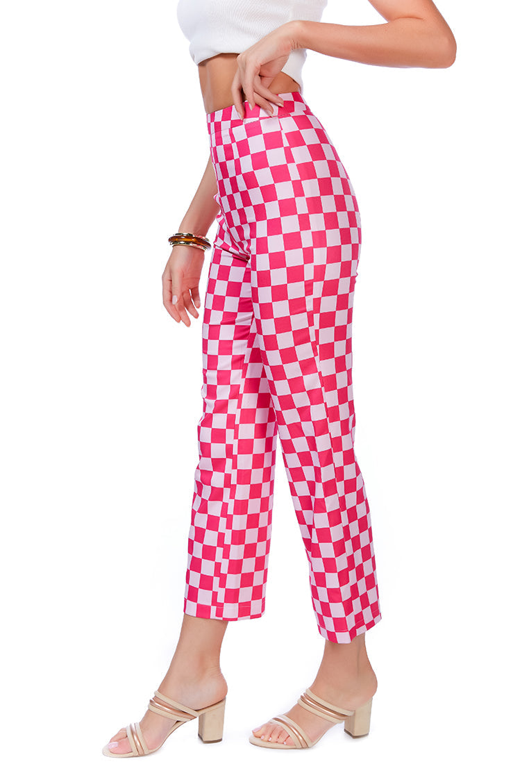 checkerboard culottes pants