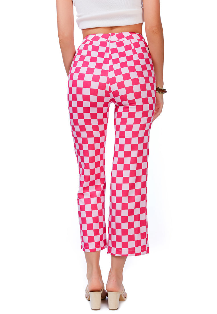 checkerboard culottes pants