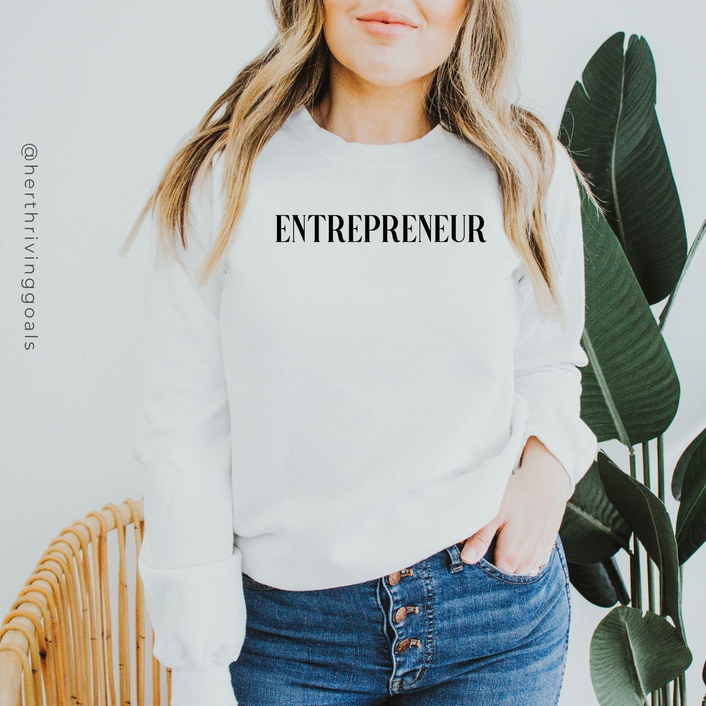 ENTREPRENEUR EMBROIDERED SWEATSHIRT - WHITE