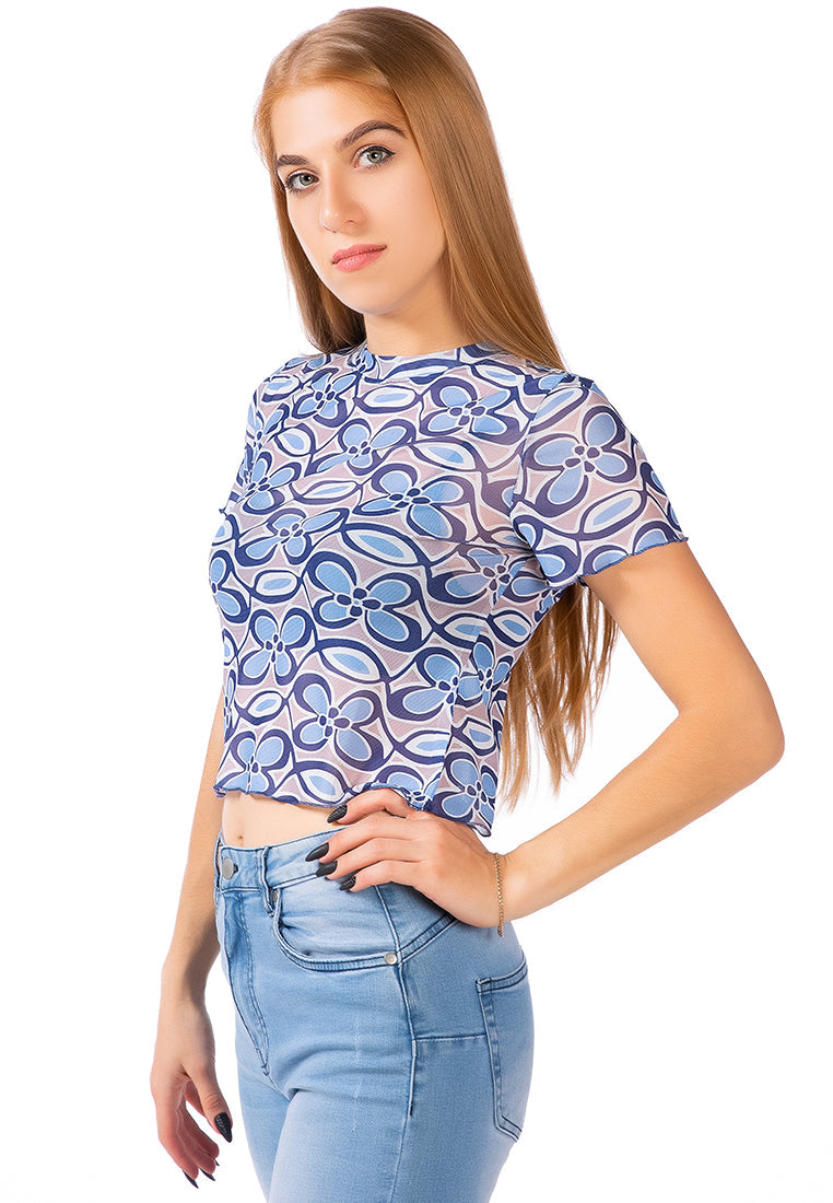 floral print casual crop top