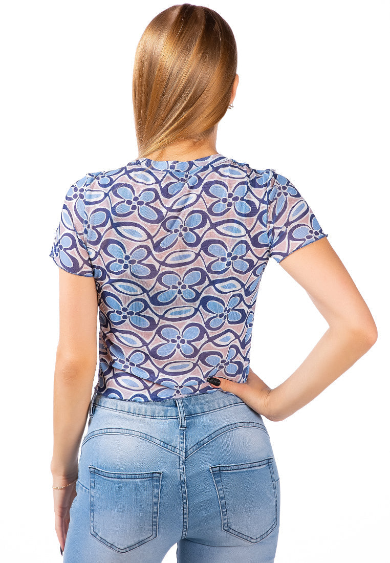 floral print casual crop top