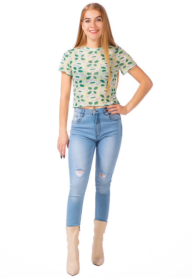 floral print casual crop top