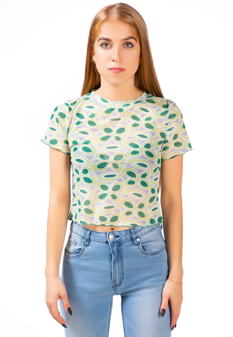 floral print casual crop top