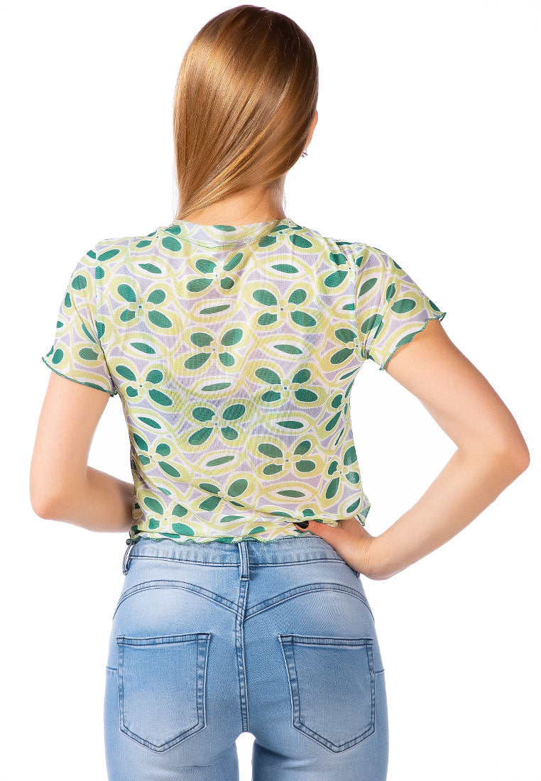 floral print casual crop top