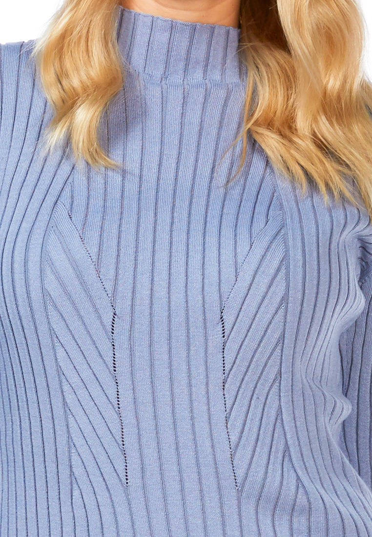 full sleeved rib knit bodycon dress