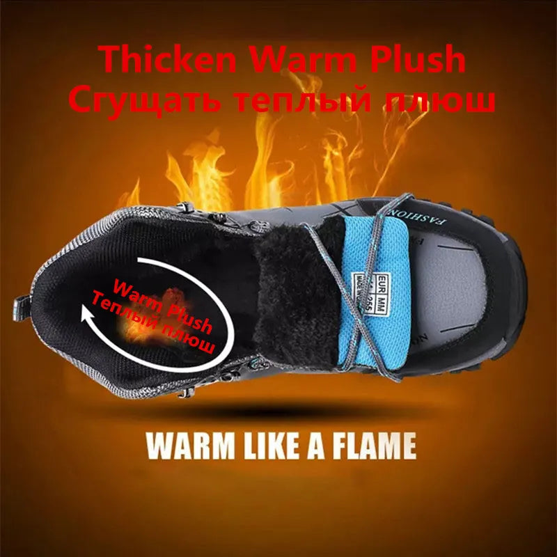 Brand Men Winter Snow Boots Waterproof Leather Sneakers Super Warm