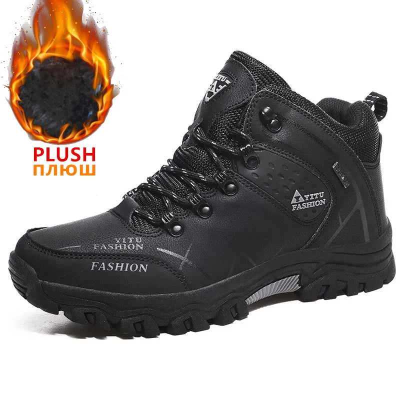 Brand Men Winter Snow Boots Waterproof Leather Sneakers Super Warm