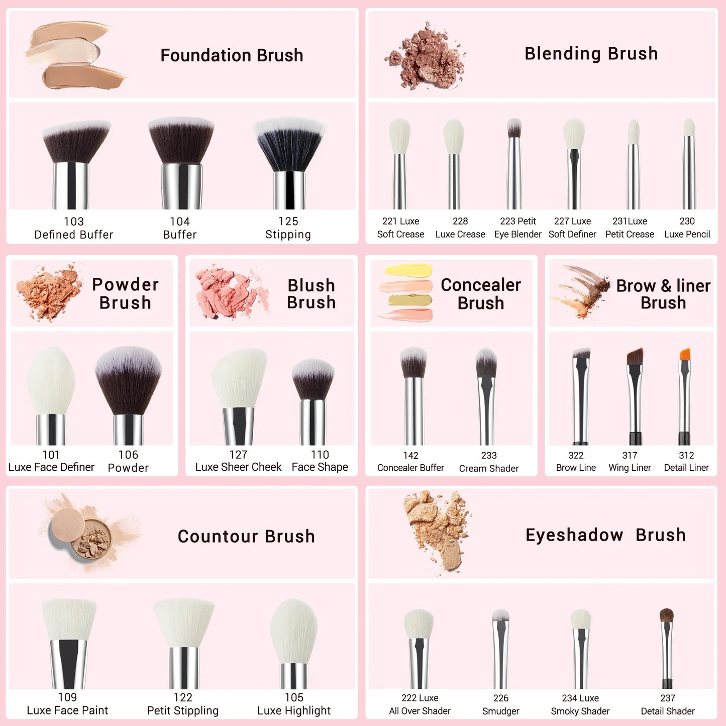 Jessup Professional Makeup Brushes Set 25pcs Natural-Synthetic Foundation Powder Eyeshadow Make up Brush Blushes Black T175