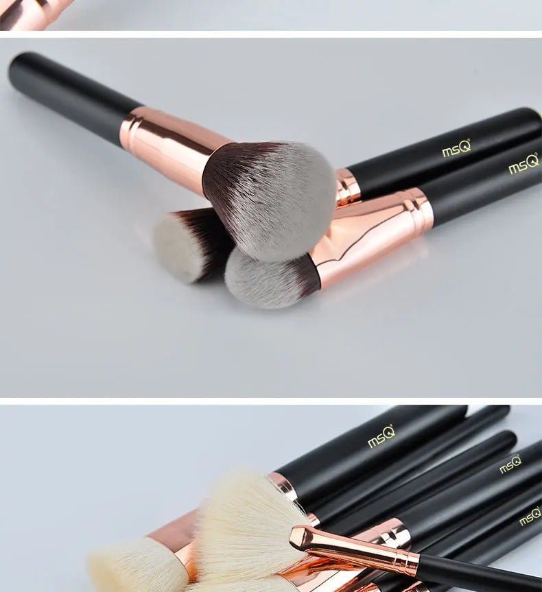 MSQ Rose Gold 7PCS 15PCS Makeup Brushes Set Powder Foundation Eyeshadow Make Up Brush Kits Natural & Synthetic Hair Makeup Tools