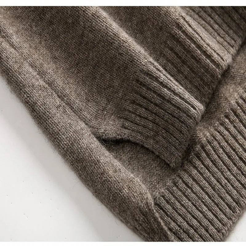 BELIARST Autumn and Winter 100% Pure wool Sweater Women's High Collar Loose Pullover Lazy Wind Sweater Was Thin