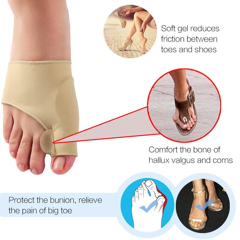 2Pcs=1Pair Toe Corrector Orthotics Foot Care Tools Bone Thumb Adjuster Hammer Protector Soft Pedicure Sock Bunion Straightener