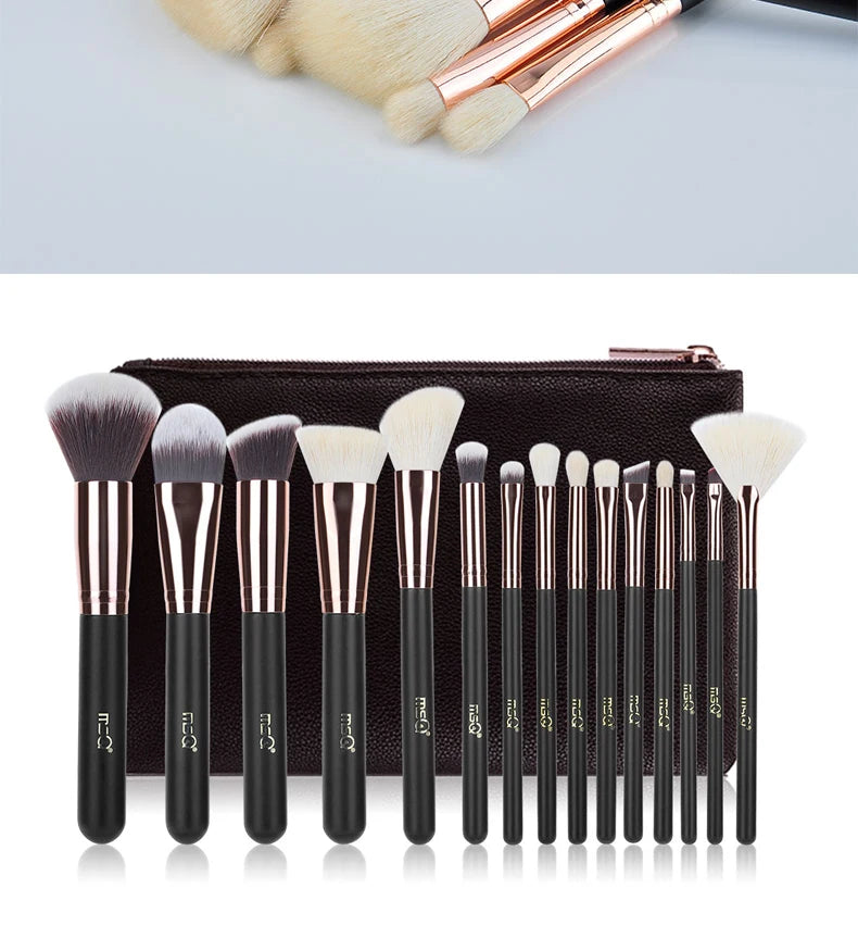 MSQ Rose Gold 7PCS 15PCS Makeup Brushes Set Powder Foundation Eyeshadow Make Up Brush Kits Natural & Synthetic Hair Makeup Tools