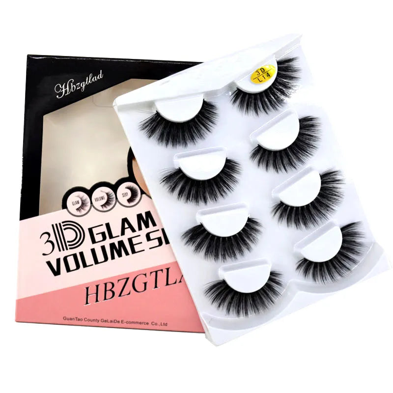HBZGTLAD 2/4 pairs natural false eyelashes fake lashes long makeup 3d mink lashes eyelash extension mink eyelashes for beauty