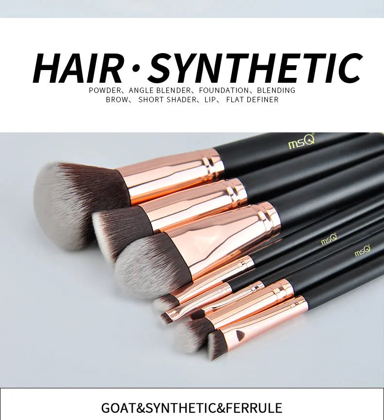MSQ Rose Gold 7PCS 15PCS Makeup Brushes Set Powder Foundation Eyeshadow Make Up Brush Kits Natural & Synthetic Hair Makeup Tools