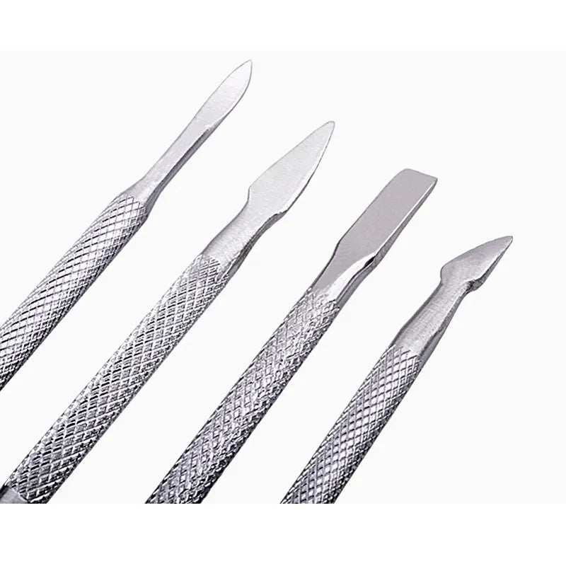 4pcs/lot Cuticle Pusher Steel Cuticle Remover Metal Double Sided nagelriem pusher set Nail Care Tools Dead Skin quita cuticula