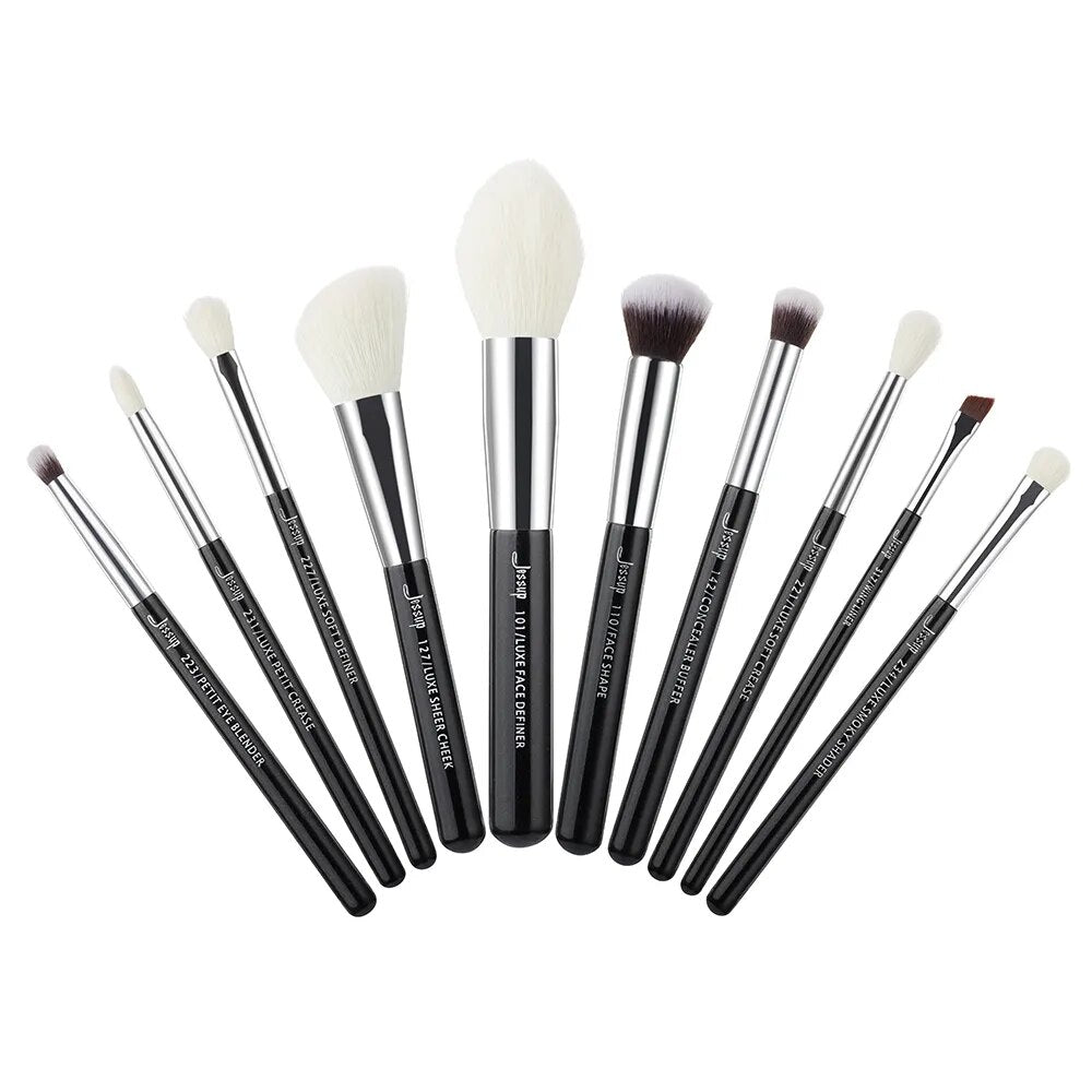 Jessup 10pcs Makeup Brushes Set Beauty tools Make up Brush Cosmetic Foundation Powder Definer Blending Eyeshadow Wing Liner