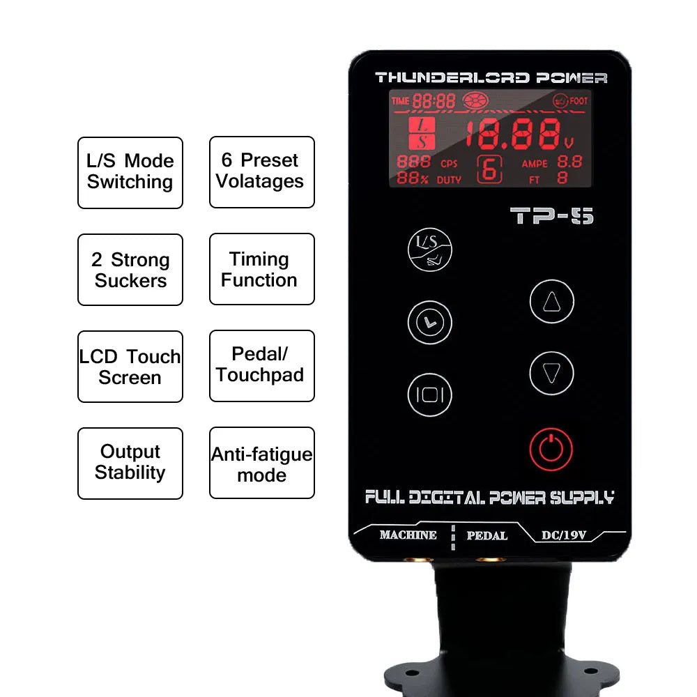 Professional Tattoo Power Supply Digital LCD Touch Screen Tattoo Power Supply for Rotary Tattoo Machine TP-5 Tattoo Power Supply