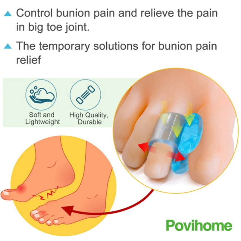 2pcs Blue Soft Silicone Gel Toe Separator Foot Care Tool Hallux Valgus Bunion Spacers Thumb Corrector