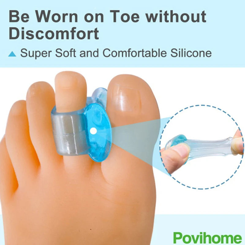 2pcs Blue Soft Silicone Gel Toe Separator Foot Care Tool Hallux Valgus Bunion Spacers Thumb Corrector