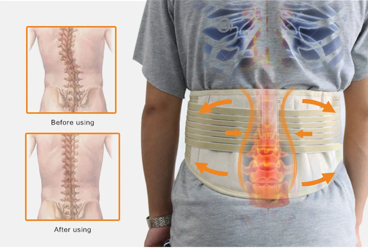 BYEPAIN Adjustable Self-heating Tourmaline Waist Brace Support Waist Trainer Magnetic Therapy Waist Belt Lumbar Care Braces