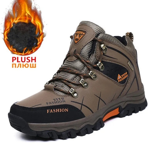 Brand Men Winter Snow Boots Waterproof Leather Sneakers Super Warm