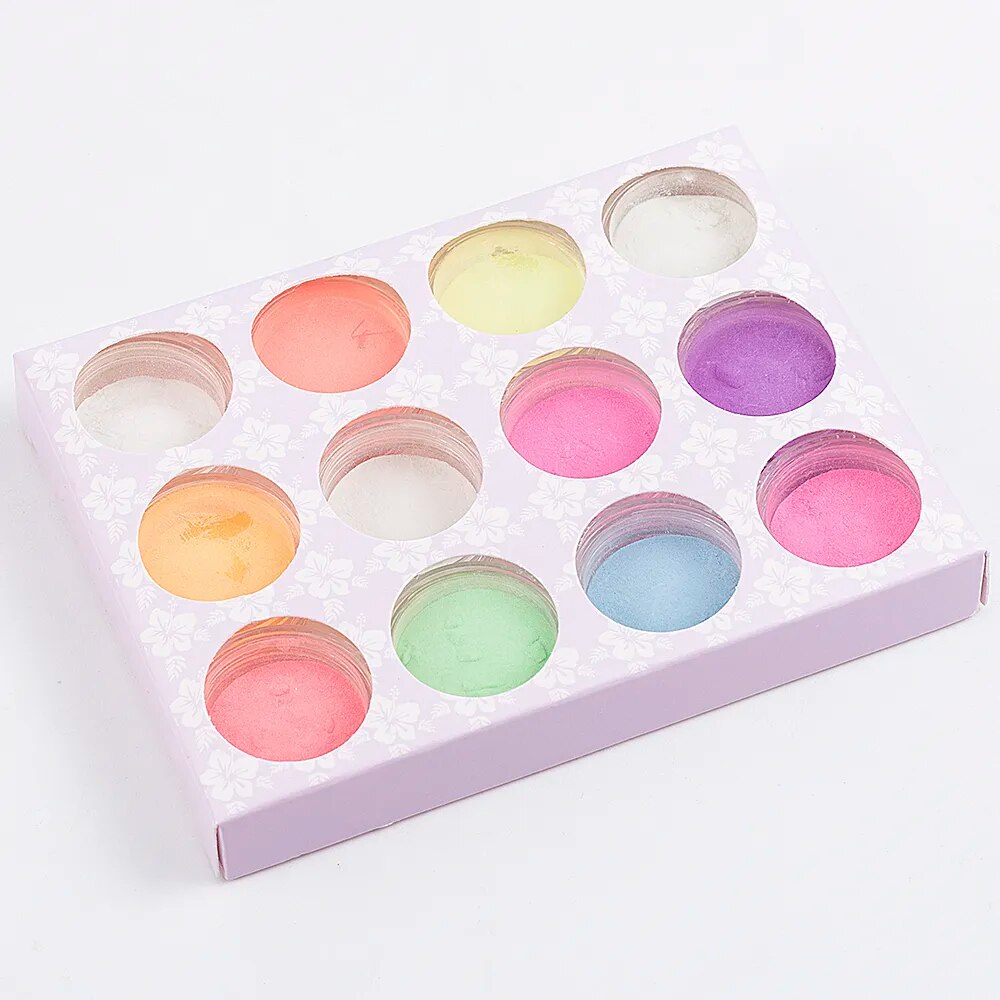 12 Boxes/Set Glow In Dark Glitter Nail Phosphorescent Powder Pigment Luminous Shining Halloween Christmas Nail Art Decorations