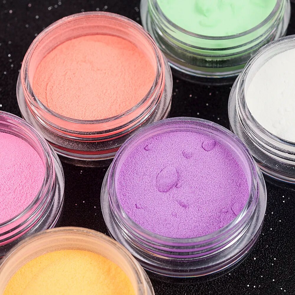 12 Boxes/Set Glow In Dark Glitter Nail Phosphorescent Powder Pigment Luminous Shining Halloween Christmas Nail Art Decorations