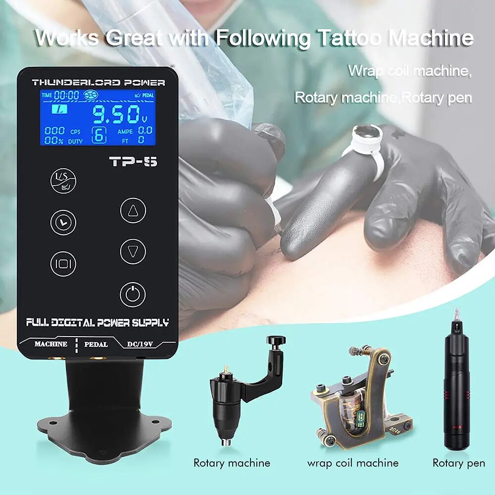 Professional Tattoo Power Supply Digital LCD Touch Screen Tattoo Power Supply for Rotary Tattoo Machine TP-5 Tattoo Power Supply