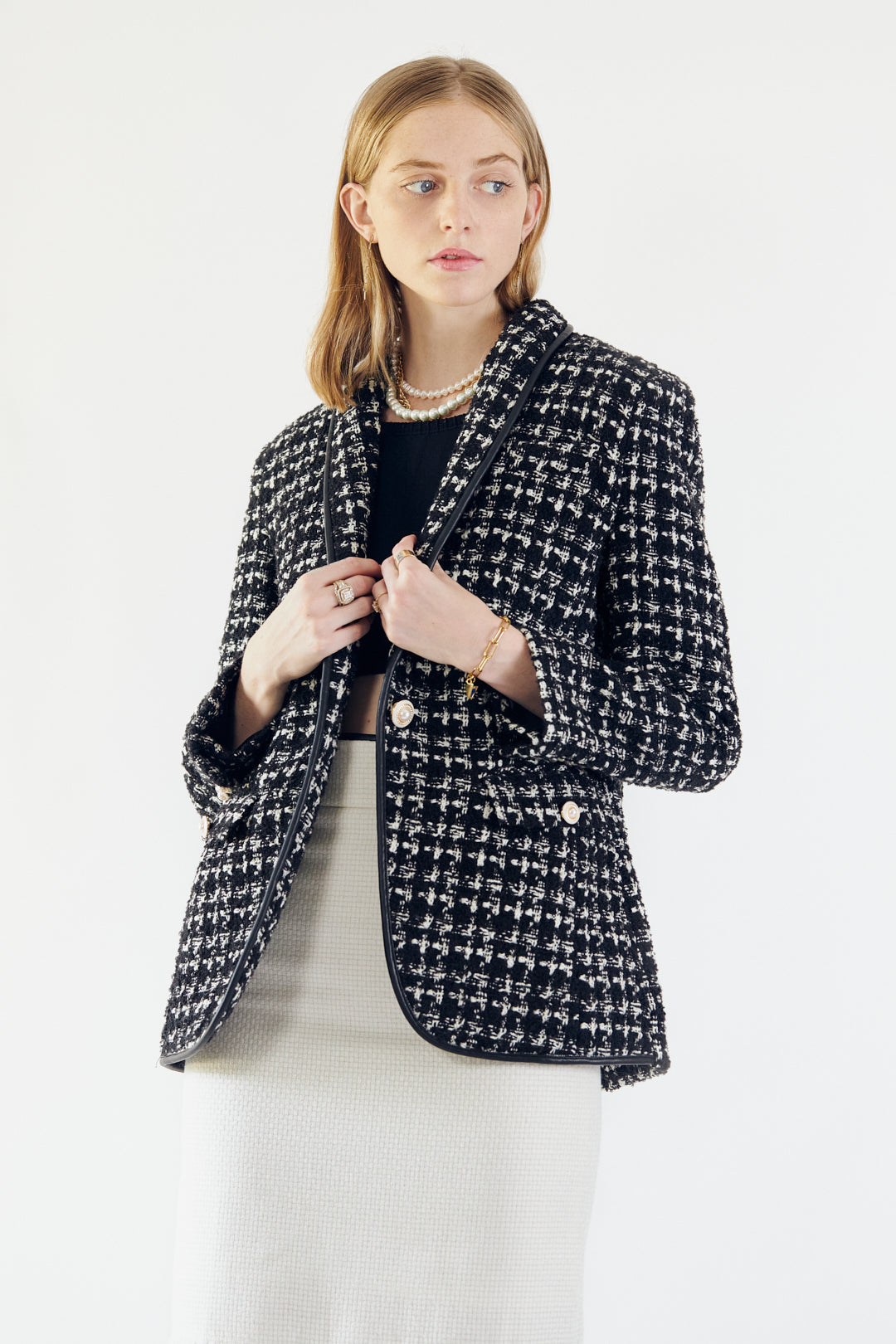 Black & White Tweed Checkers Jacket