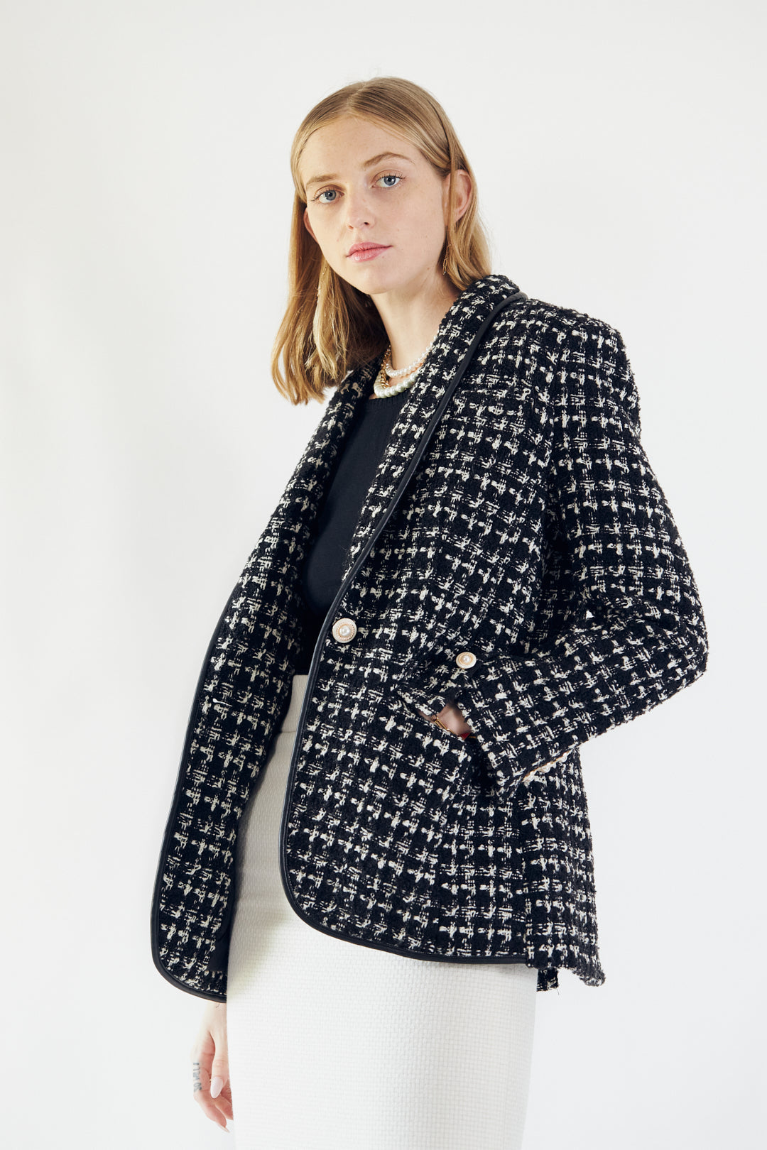 Black & White Tweed Checkers Jacket