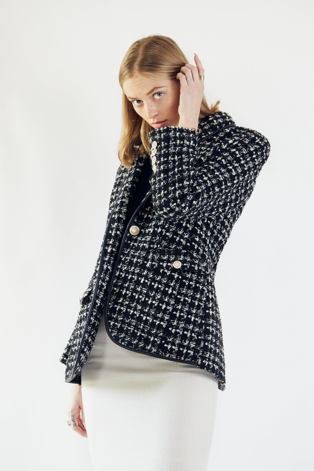 Black & White Tweed Checkers Jacket