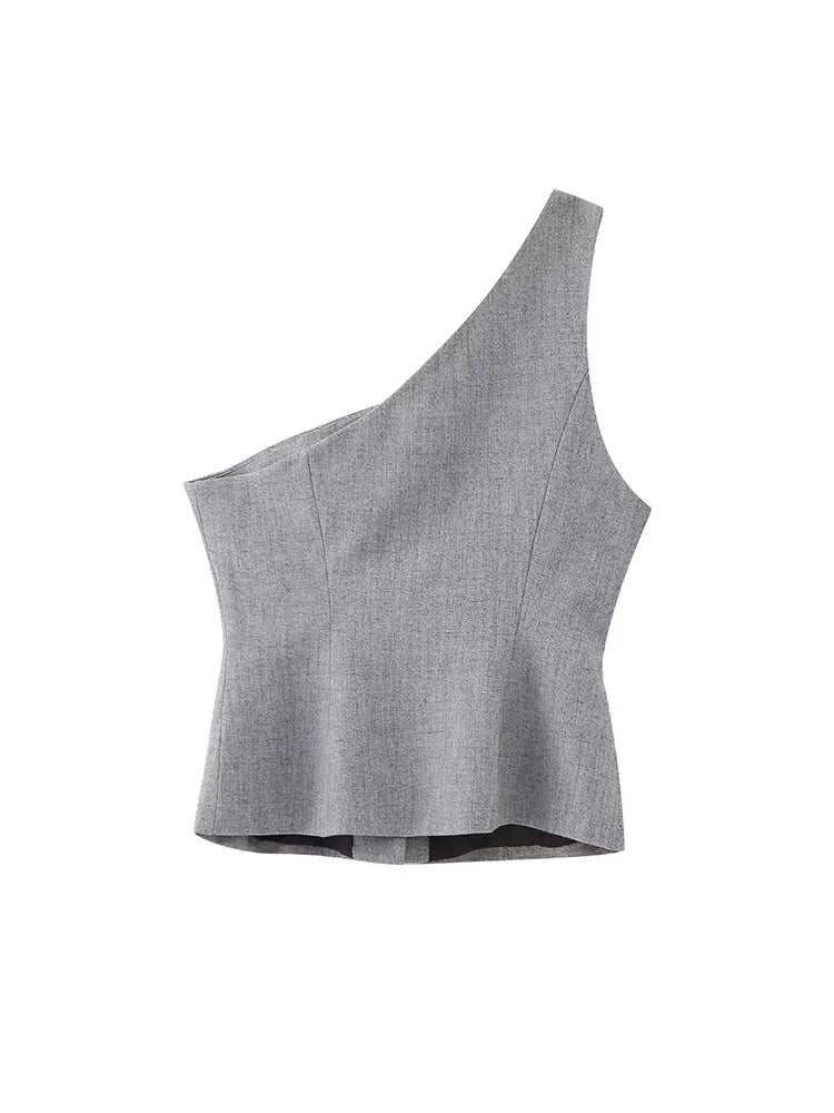 TRAF 2023 Autumn Women's Suit Pants Sets For Women Asymmetric Vest +
