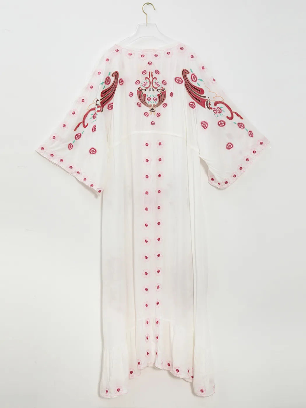 Jastie Floral Embroidered Boho Dress V-Neck Batwing Sleeve Women Dresses Loose Long Maxi Dress Summer Dresses Vestidos