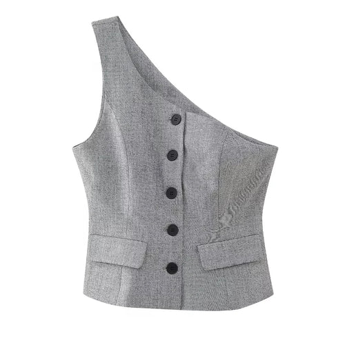 TRAF 2023 Autumn Women's Suit Pants Sets For Women Asymmetric Vest +