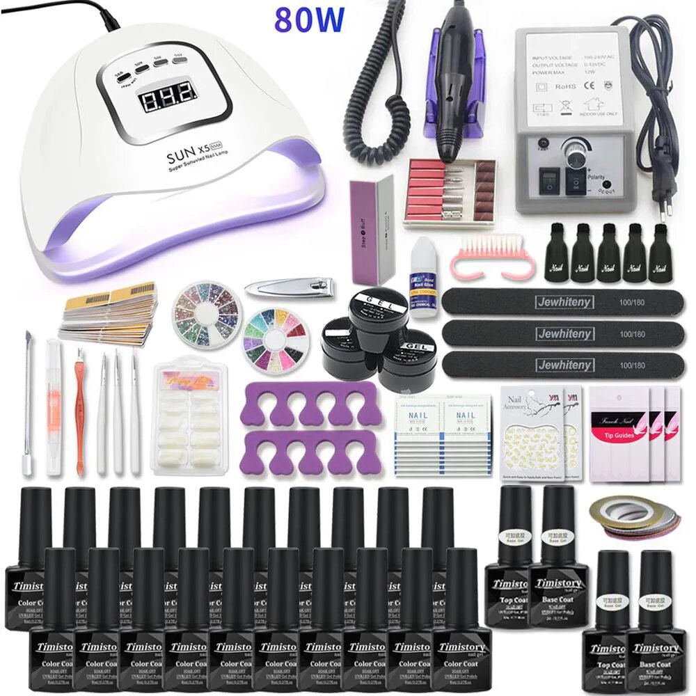 Super Manicure Set for Nail Kit with led Nail lamp 20000RPM Nail drill Machine Nail Polish Kit Acrylic Kit Nail Art Tools Set