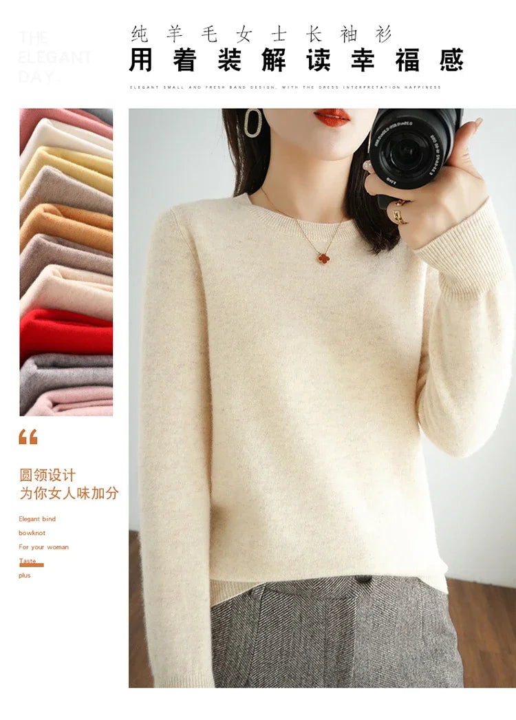 Autumn And Winter Cashmere Sweater Women's Crew Neck Pullover Casual Knitted Top Women's Short Undercoat Fashion 18 Colors