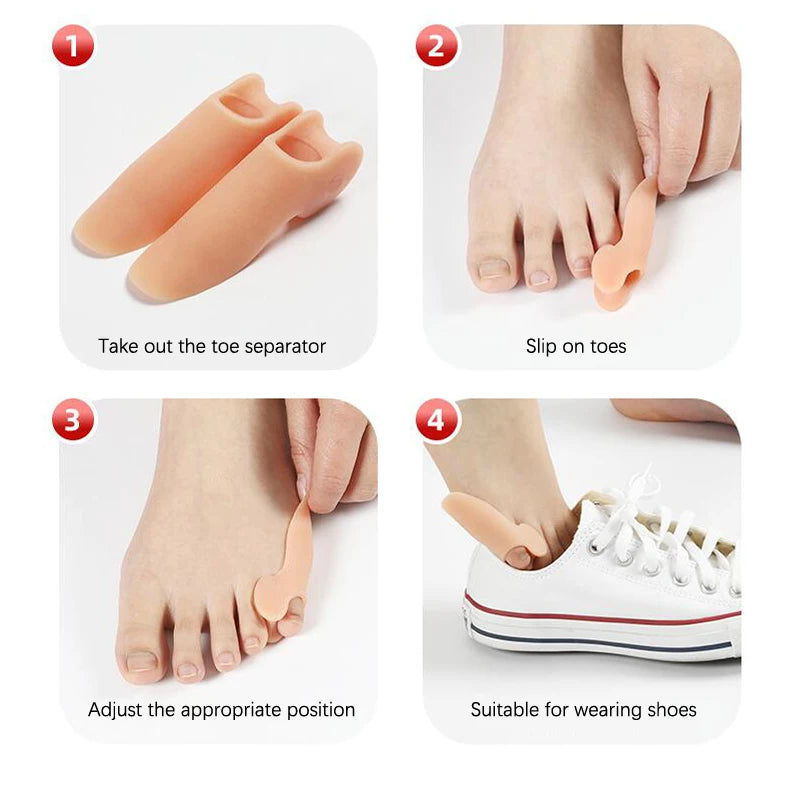 2Pcs=1Pair Toe Separator Hallux Valgus Bunion Corrector Orthotics Feet Bone Thumb Adjuster Correction Pedicure Sock Straightener