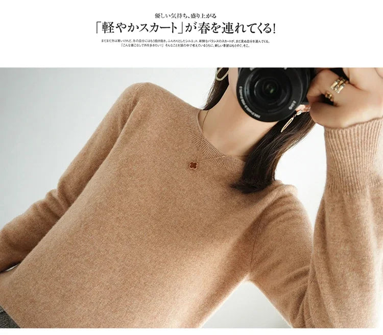 Autumn And Winter Cashmere Sweater Women's Crew Neck Pullover Casual Knitted Top Women's Short Undercoat Fashion 18 Colors