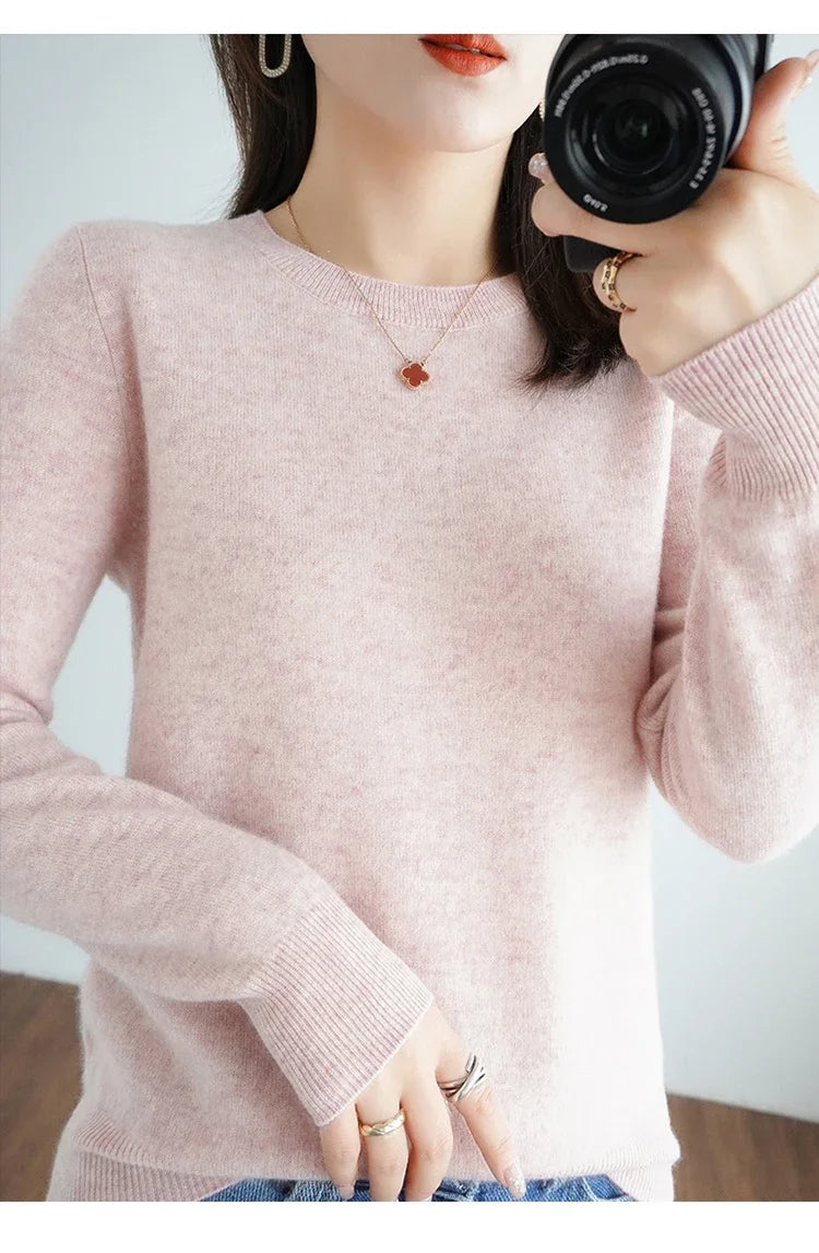 Autumn And Winter Cashmere Sweater Women's Crew Neck Pullover Casual Knitted Top Women's Short Undercoat Fashion 18 Colors