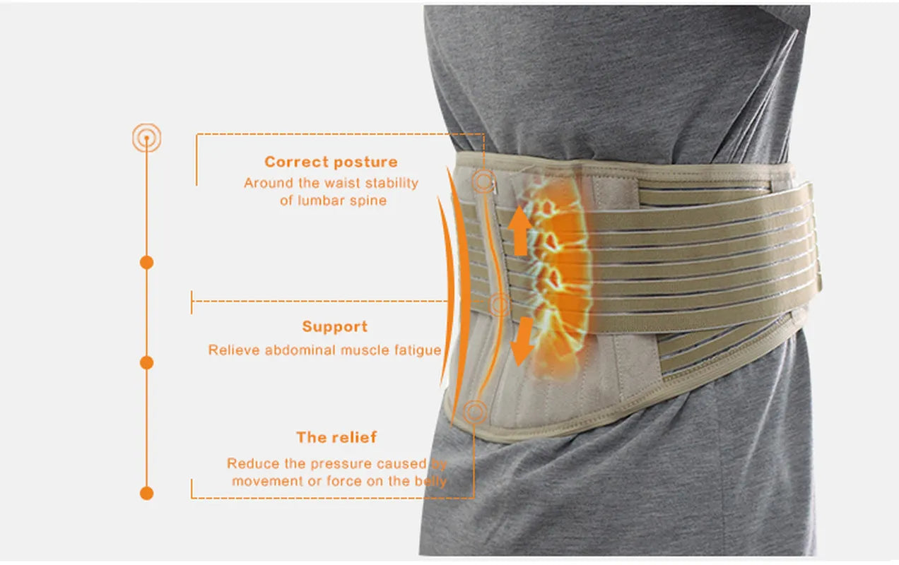 BYEPAIN Adjustable Self-heating Tourmaline Waist Brace Support Waist Trainer Magnetic Therapy Waist Belt Lumbar Care Braces