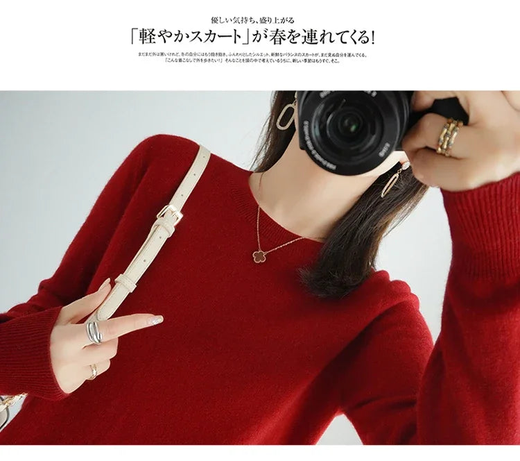 Autumn And Winter Cashmere Sweater Women's Crew Neck Pullover Casual Knitted Top Women's Short Undercoat Fashion 18 Colors